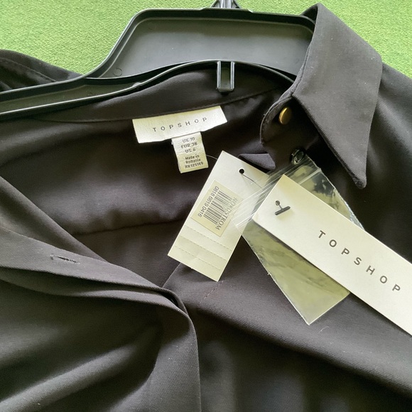 TOPSHOP Black Button Down Shirt Top US 6 - Picture 2 of 3